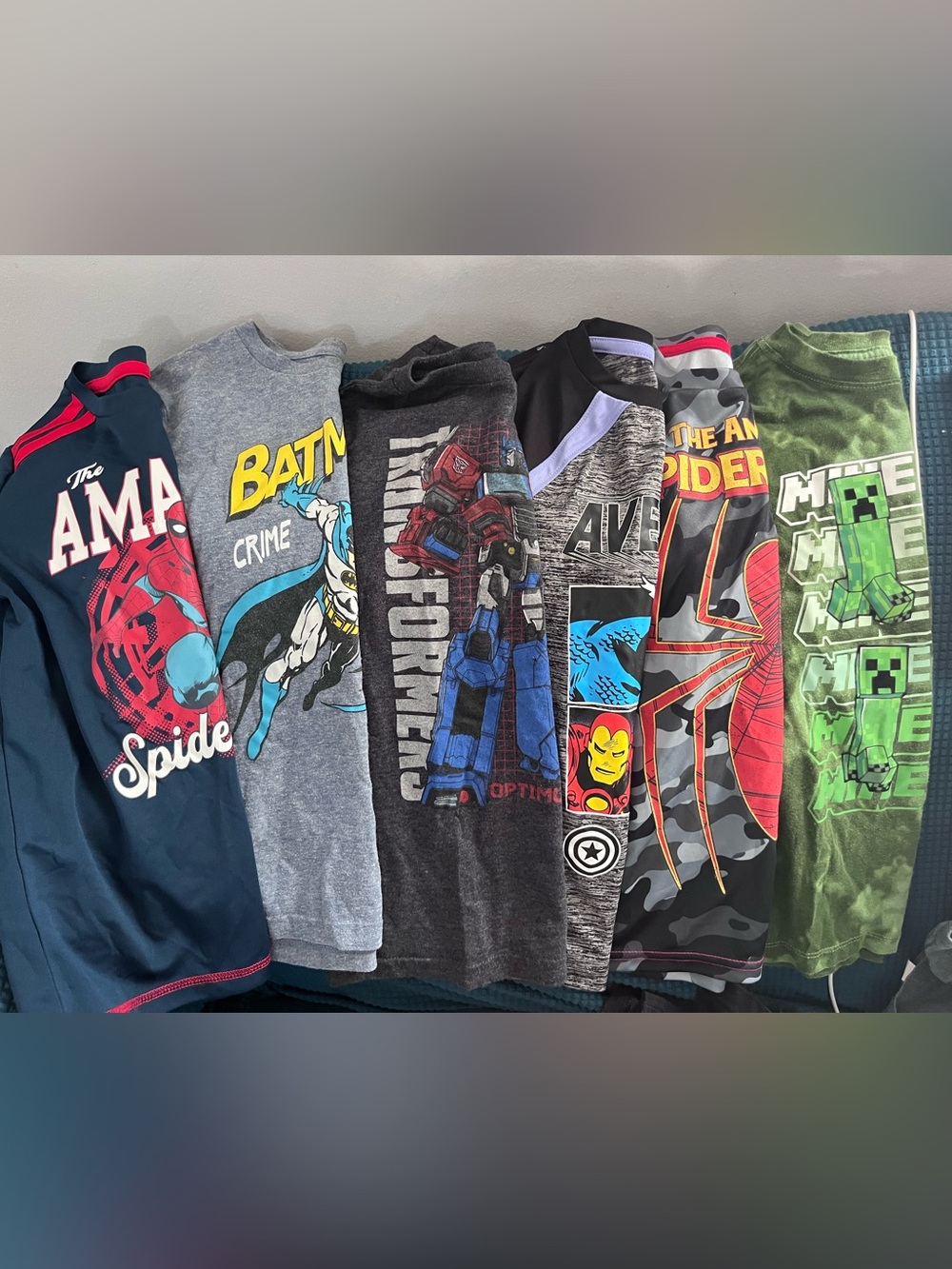 Kids Superhero Graphic Tee Bundle - Batman, Transformers, Marvel Colors Bundle A